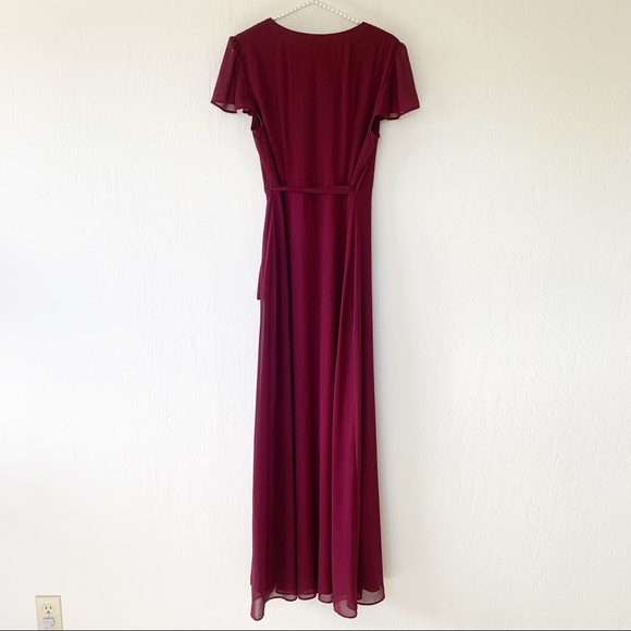 Show Me Your Mumu The Noelle Flutter Wrap Dress In Merlot - Picture 5 of 13